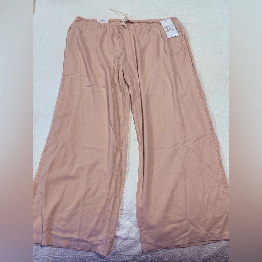 Vanilla Star soft pink linen blend wide leg pants palazzo 3X new beach coverup